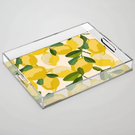 Fresh Lemon Summer Vibe Art Design Acrylic Tray