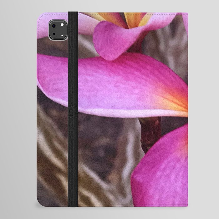 Passionate Pink Tropical Plumeria Flowers Close-Up iPad Folio Case