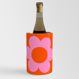 La Fleur | 01 - Retro Floral Print Orange And Pink Aesthetic Preppy Modern Abstract Flower Wine Chiller