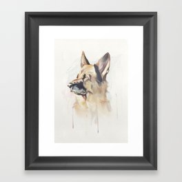 German Shepherd Watercolour Framed Art Print