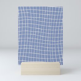 Wavy Grid, Beige Stripes Pattern Mini Art Print