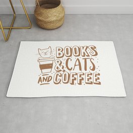 Books, cats and coffee Area & Throw Rug