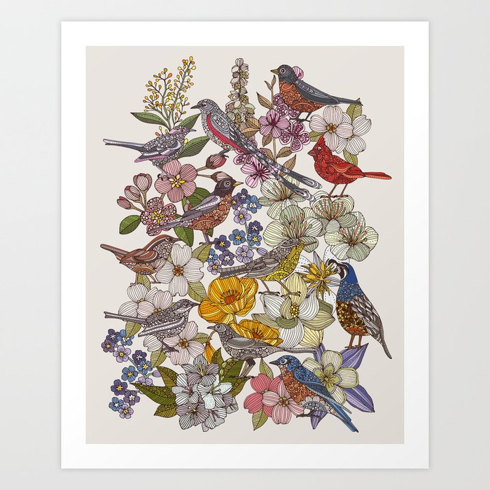Birds and Flowers Art Print