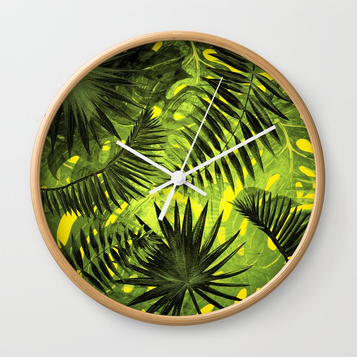 Tropical Leaves Aloha Jungle Garden Wall Clock