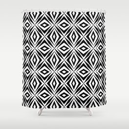 black and white symetric pattern 2- bw, mandala,geometric,rosace,harmony,star,symmetry Shower Curtain