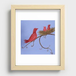 Mama and Baby Birds Recessed Framed Print