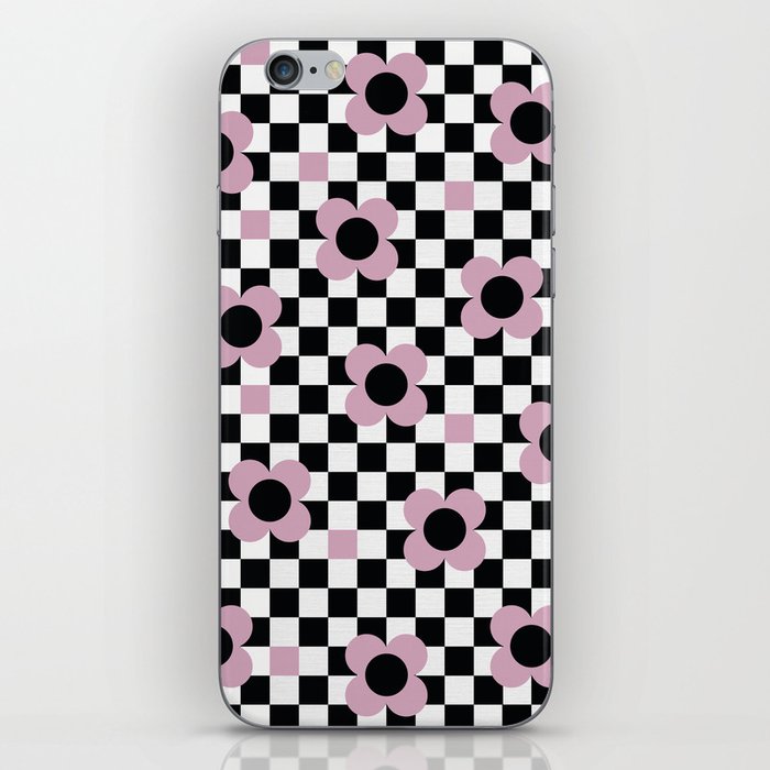 Blooming spring field floral checker pattern # cherry blossom iPhone Skin