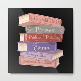 Jane Austen's Novels V Metal Print | Janeausten, Books, Literature, Northangerabbey, Mansfieldpark, Romance, Novels, Graphicdesign, Classic, Persuasion 