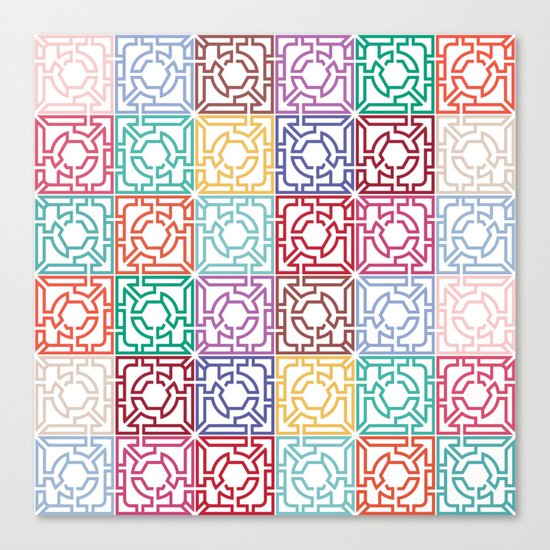 Maze Colorful Seamless Pattern Canvas Print
