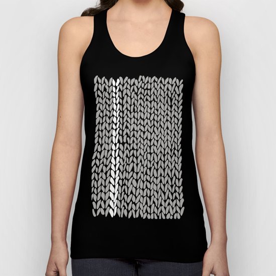 Grey Knit With White Stripe Unisex Tank Top