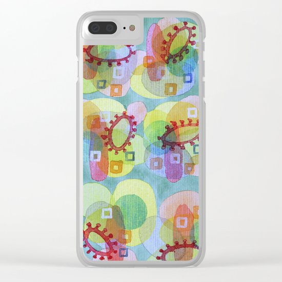 Lovely Pattern with Red Rings Clear iPhone Case