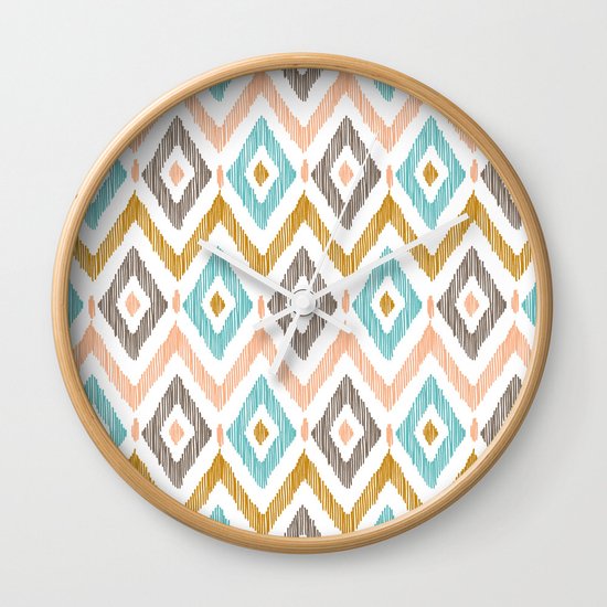 Sketchy Diamond IKAT Wall Clock