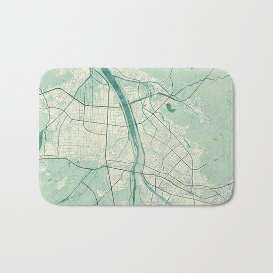 Tottori Map Blue Vintage Bath Mat