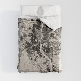 Giza, Egypt - City Map Drawing Duvet Cover