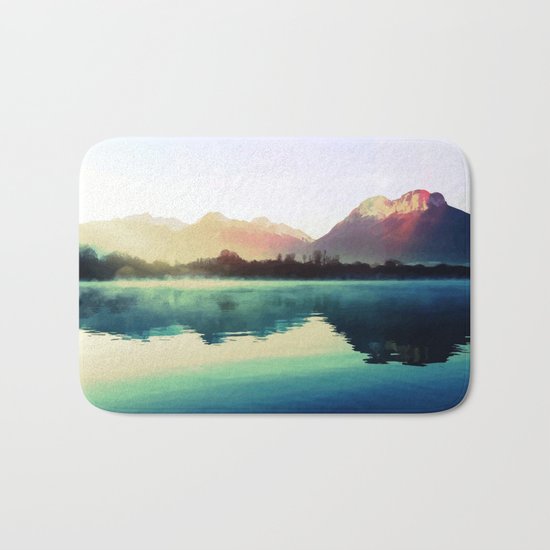 Mountains #watercolor Bath Mat