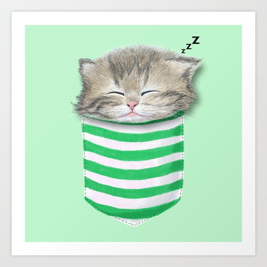 Cat in the Pocket Art Print