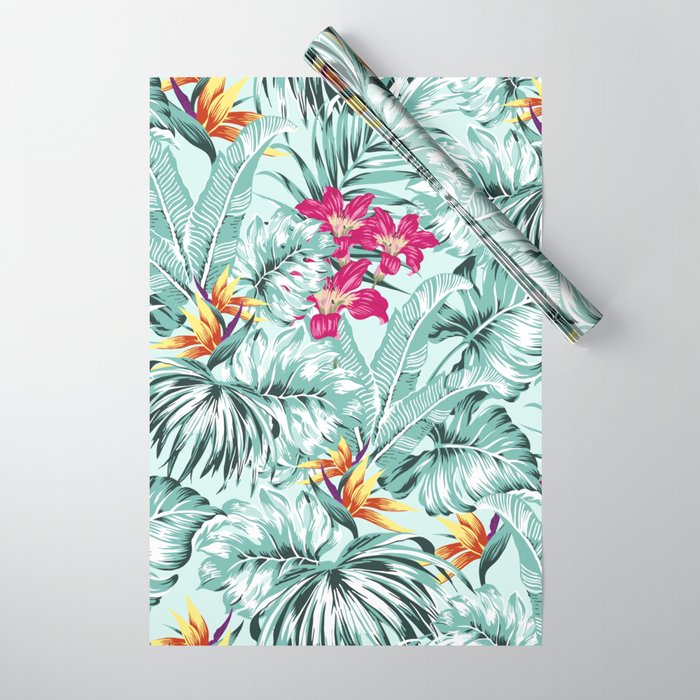 Bird of Paradise Greenery Aloha Hawaiian Prints Tropical Leaves Floral Pattern Wrapping Paper