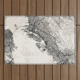 Oakland USA - City Map - Black and White Outdoor Rug