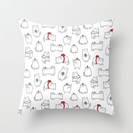 Fat Christmas cats Throw Pillow