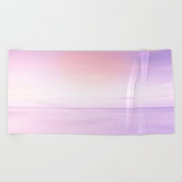 Calmness in pink and blue at ocean, horizon and smooth surface Beach Towel