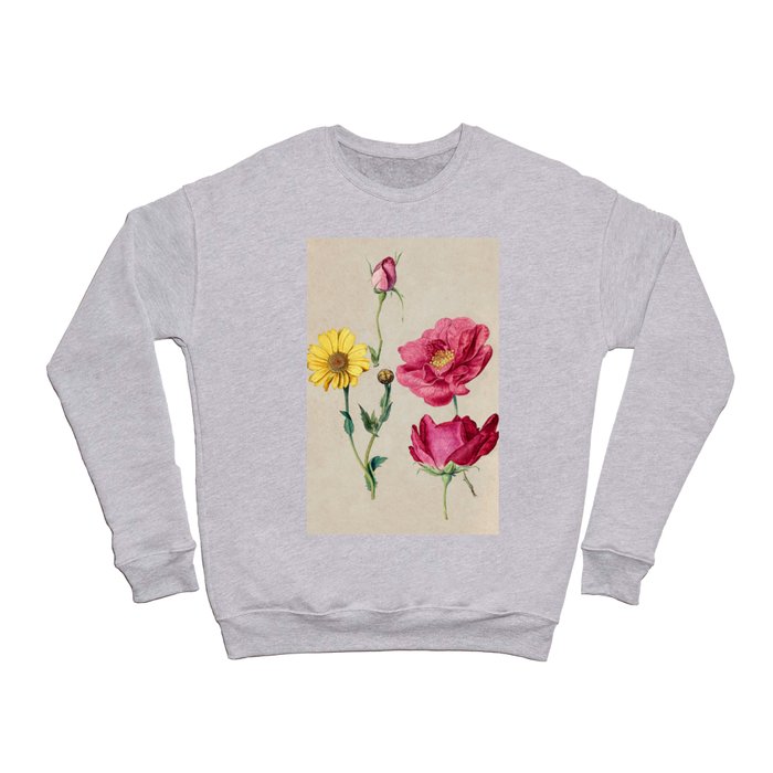 A Sheet of Studies with French Roses and an Oxeye Daisy Crewneck Sweatshirt