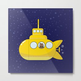 Yellow submarine in deep sea with a cat and bubbles Metal Print | Deep, Dark, Deepunder, Bubbles, Water, Yellowsubmarine, Deepocean, Underthesea, Digital, Submarine 