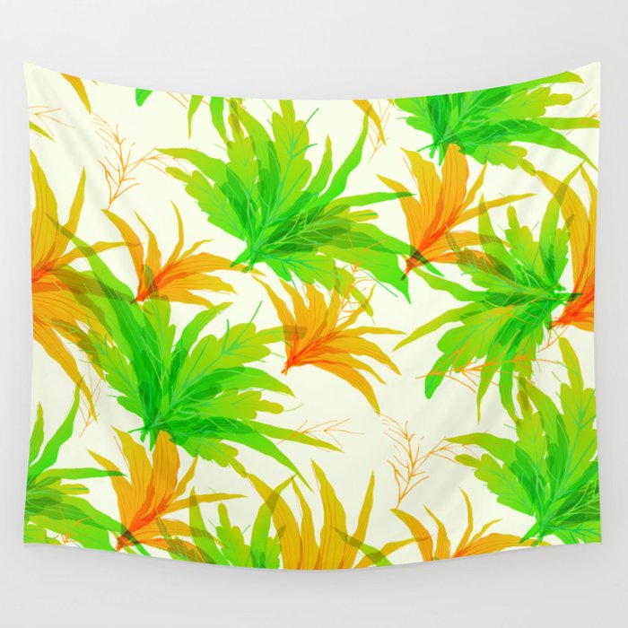 Spring tropical leaves pattern Wall Tapestry