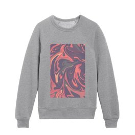 Grey And Brown Liquid Marble Swirl Abstract Pattern Kids Crewneck