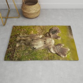 Moose Statue with Butterfly Rug