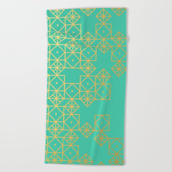 Geometric Turquoise Beach Towel