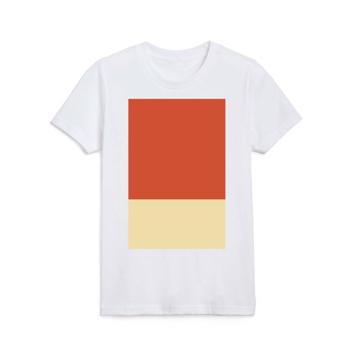 Burnt Orange and Cream Yellow Minimalist Color Block Striped Solid Kids T Shirt