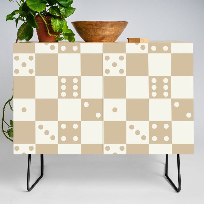 Checkered Dice Pattern (Creamy Milk & Milk Caramel Color Palette) Credenza