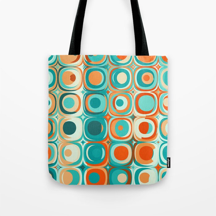 Orange and Turquoise Dots Tote Bag