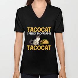 Tacocat Spelled Backwards Taco Cat Kitten V Neck T Shirt