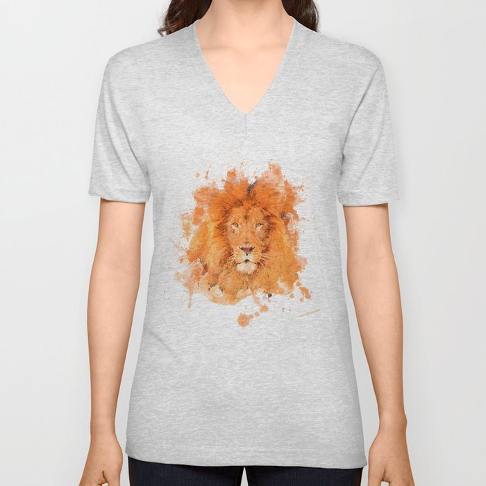 Splatter Lion V Neck T Shirt