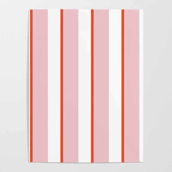 Red Pink White Stripe - Bold Color-Play Poster