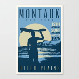 Montauk Ditch Plains Retro Vintage Surf Canvas Print