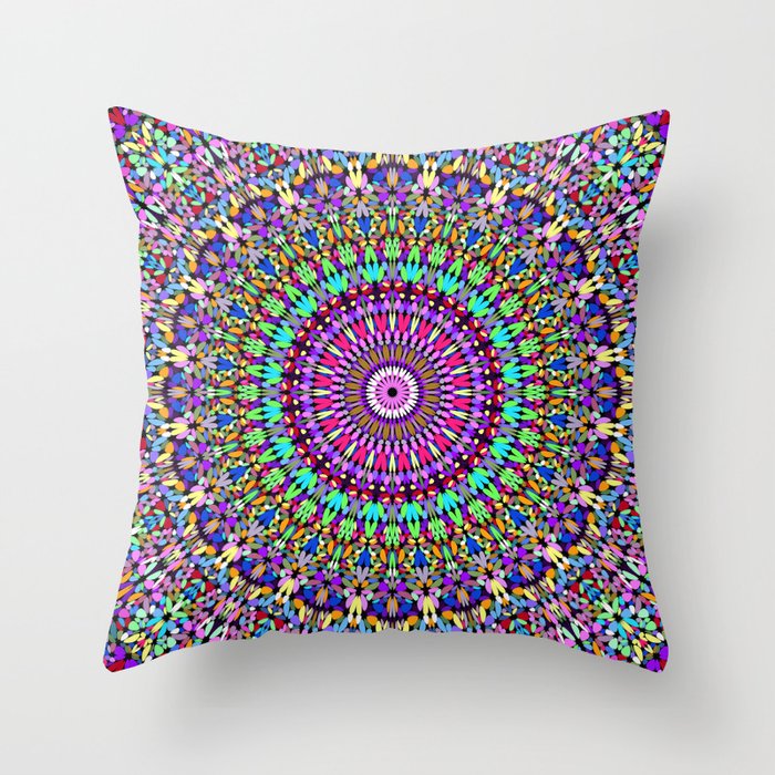 Colorful Love Mandala Throw Pillow