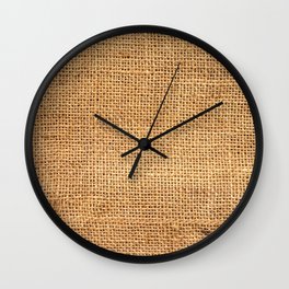 Brown burlap cloth background or sack cloth Wall Clock