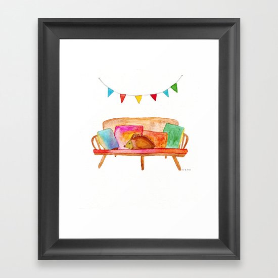 Porcupine hanging out Framed Art Print