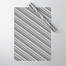 [ Thumbnail: Grey and Dim Grey Colored Pattern of Stripes Wrapping Paper ]