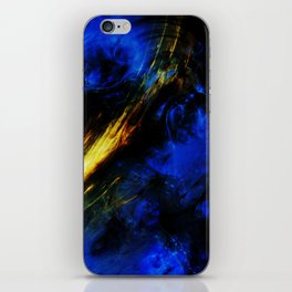 Shooting Star in the Night Sky Abstract Blue and Black Artwork iPhone Skin