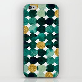 Dots pattern - emerald and gold iPhone Skin