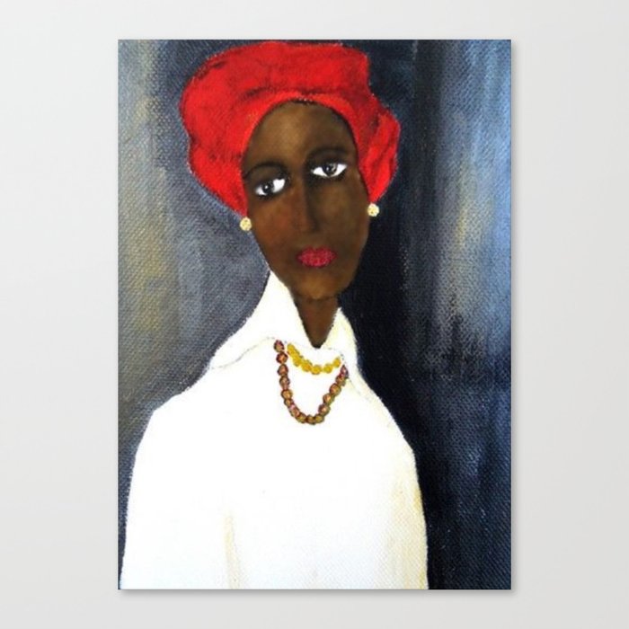 Rare African American Portrait of Aicha Goblet in a Red Hat by Amedeo Modigliani Canvas Print
