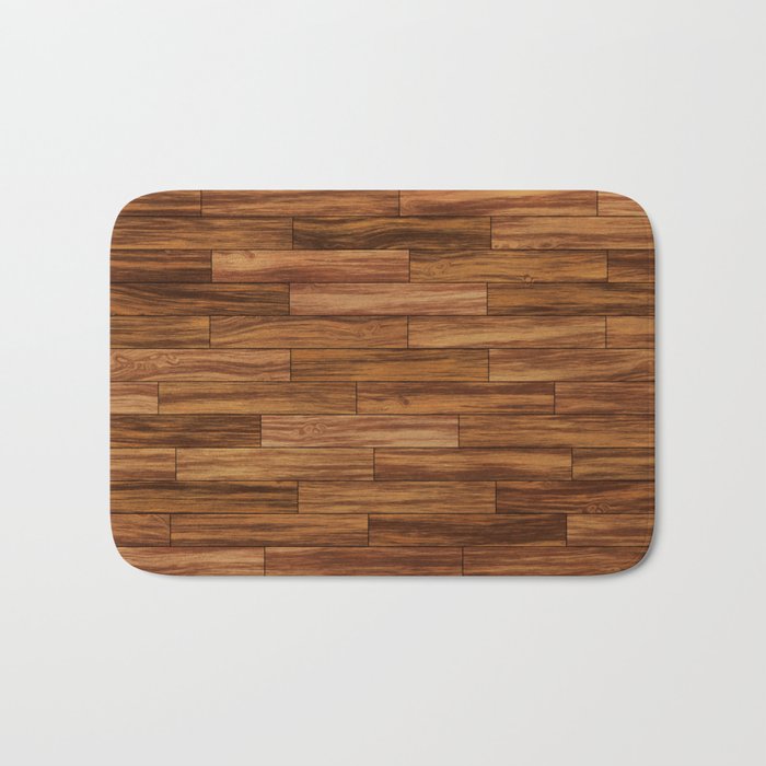 Brown wood board Bath Mat