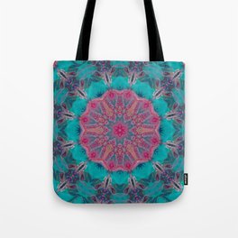 Pink Turquoise Kaleidoscope Mandala - Abstract Art by Fluid Nature Tote Bag
