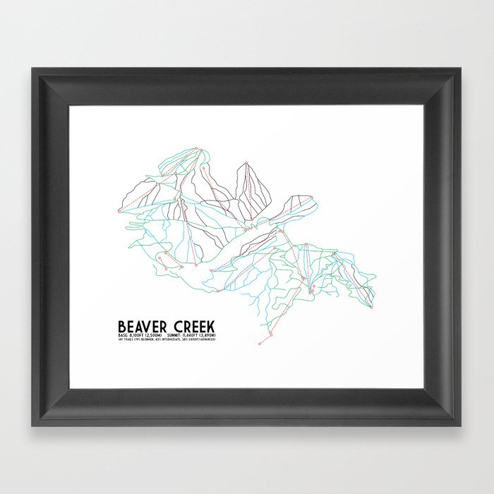 Beaver Creek, CO - Minimalist Trail Map Framed Art Print