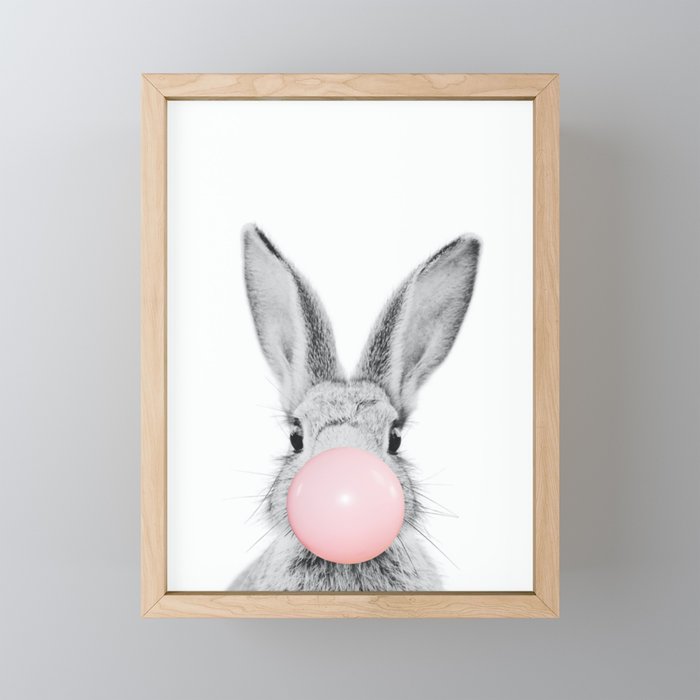 Rabbit Gum Print, Nursery Wall Art, Rabbit Poster, Bubblegum Art Framed Mini Art Print