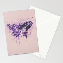 Artsy Butterfly Mixed Media Art  pastel pink and purple Stationery Card