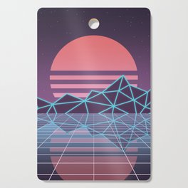 Cyberpunk Mountain Sunset Art Cutting Board